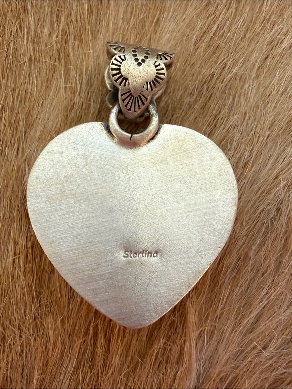 ❤️ Navajo Made Spiny Oyster Statement Puffy Heart Sterling Silver Pendant 16.4G - Picture 13 of 17